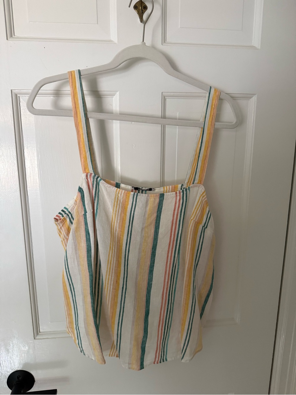 Madewell Striped Sleeveless Summer Tank Top - Yellow, Teal & Pink